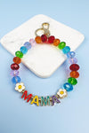 FLOWER SMILEY MAMA KEYCHAIN GLASS BEAD ENAMEL BRAC