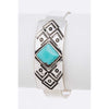 DIONA J ENGRAVED AZTEC STONE OPEN BAGLE SILVER/TURQUOISE