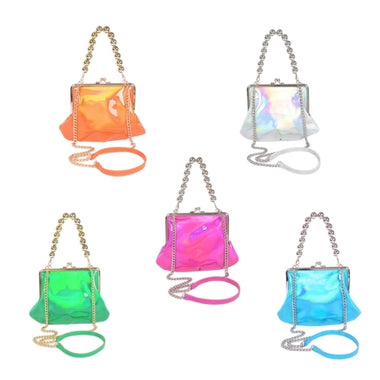 Metallic Mirrored Top Handle Swing Clutch Crossbody Bag – Stylish and Elegant Handbag for Evening, Parties, and Special Occasions