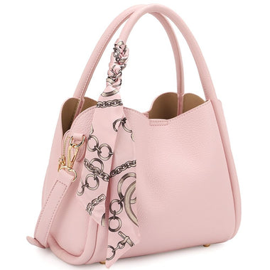 DIONA J WOMEN'S SMOOTH SCARF TOP HANDLE SATCHEL BAG COLOR PINK