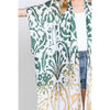 DIONA J DAMASK PRINT OPEN FRONT LONG KIMONO ONE SIZE COLOR GREEN