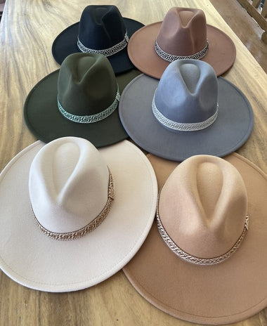 Wide brim panama hat in vegan felt