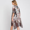 DIONA J ABSTRACT PAISLEY FLOWER PRINT KIMONO CARDIGAN ONE SIZE COLOR BLACK