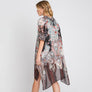 DIONA J ABSTRACT PAISLEY FLOWER PRINT KIMONO CARDIGAN ONE SIZE COLOR BLACK