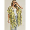 DIONA J TRIBAL PATTERN KIMONO CARDIGAN COVER UP ONE SIZE COLOR LEMON GREEN