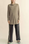 Davi & Dani Slit Mock Neck Long Sleeve Top