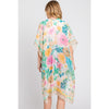 DIONA J HAND DRAWN WATERCOLOR FLOWER GARDEN KIMONO ONE SIZE COLOR BEIGE