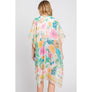 DIONA J HAND DRAWN WATERCOLOR FLOWER GARDEN KIMONO ONE SIZE COLOR BEIGE