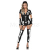 Sexy Skeleton 3 Pc Halloween Front Zip Skeleton Romper Costume Set Size XS