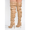 Cape Robbin Pointy Toe Buckle Over Knee Boots Nude Size 6.5