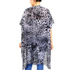 DIONA J LEOPARD PRINT KIMONO CARDIGAN SWEATER ONE SIZE COLOR GREY