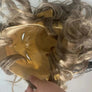 Adult beast latex mask with brown hair angled view