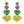 4-Tier Marquise Post Mardi Gras Crystal Gemstone Triple Heart Long Drop Earrings