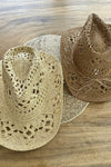 Wide brim gambler sun hat in handwoven  straw with