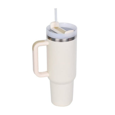 Diona J Insulated Stainless Steel Water Bottle with Handle and Straw Lid Beige