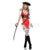 Adventurous Pirate 7 Pc Off Shoulder Asymmetrical Dress Halloween Costume Sz ML