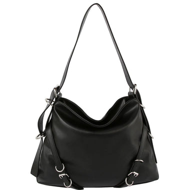 DIONA J WOMEN'S FASHION STYLSIH SMOOTH SHOULDER HOBO BAG COLOR BLACK