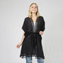 DIONA J PEARL DECO TRIM KIMONO W/DRAW STRIN ONE SIZE COLOR BLACK