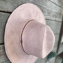 Faux suede wide brim panama hat with braided band