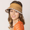 DIONA J STRAW SUN VISOR WITH LACE ONE SIZE COLOR CAMEL BROWN
