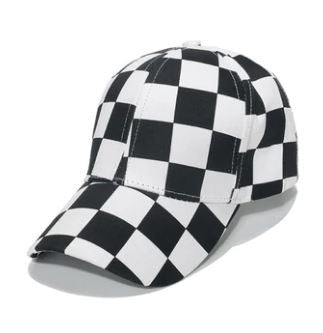 CHECKER PLAID PRINT CAP HAT