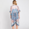 DIONA J ABSTRACT PAISLEY PRINT KIMONO CARDIGAN ONE SIZE COLOR TURQUOISE