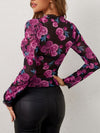 Floral Mock Neck Long Sleeve Top