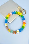 FLOWER SMILEY MAMA KEYCHAIN GLASS BEAD ENAMEL BRAC