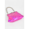 DIONA J METALLIC MIRRORED TOP HANDLE SWING CLUTCH CROSSBODY BAG COLOR FUCHSIA