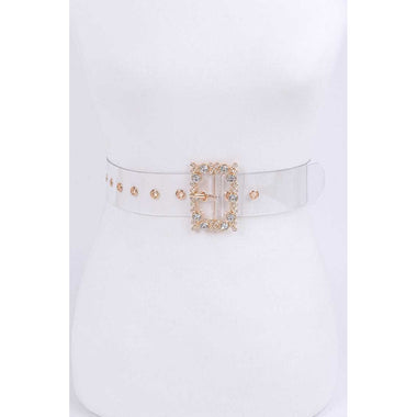 DIONA J PLUS SIZE CRYSTAL BUCKLE CLEARED TRANSPARENT BELT COLOR GOLD/CLEAR