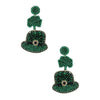 Iconic Leprechaun Hat Green Sead Beaded Earring St. Patrick's Day