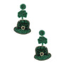 Iconic Leprechaun Hat Green Sead Beaded Earring St. Patrick's Day