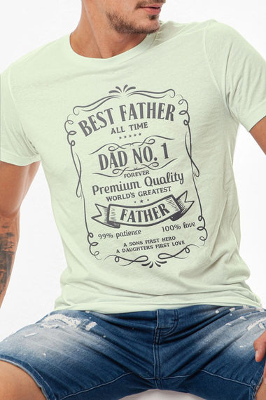 Best Father all The Time, Father's Day Graphic Tee Round Neck Statment T-Shirt for Men