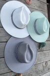 Wide brim panama hat in vegan felt with Jacquard t