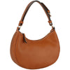 DIONA J WOMEN'S FASHION TRENDY CURVED ROUND ZIPPER SHOULDER BAG COLOR BROWN