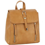 DIONA J FASHION SMOOTH BUCKLE ZIPPER CONVERTIBLE LEATHER BACKPACK COLOR TAN