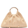 WOVEN STRAW STUD HARPER EVENING BAG COLOR IVORY