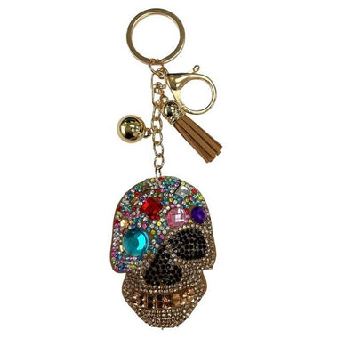Seed Bead Skull Keychain with Tassel