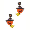 Seed Bead Halloween Pumpkin Witch Earring