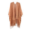 DIONA J FLORAL LACE KIMONO WITH TASSEL ONE SIZE COLOR TAUPE