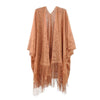 DIONA J FLORAL LACE KIMONO WITH TASSEL ONE SIZE COLOR TAUPE