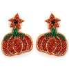 Seed Beaded Pumpkin Star Dangle Post Earrings