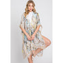 DIONA J WATERCOLOR GEOMETRIC PRINT KIMONO CARDIGAN ONE SIZE COLOR BEIGE