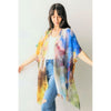 DIONA J ABSRACT WATERCOLOR PRINT KIMONO ONE SIZE COLOR YELLOW
