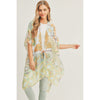 DIONA J FLORAL PRINT KIMONO CARDIAGN ONE SIZE COLOR GREEN