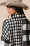 BiBi Plaid Fleece Button Down Long Sleeve Shirt