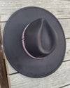 Wide brim panama hat in vegan felt with Jacquard t