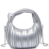 Diona J Women's Chic Texture Design Knot Handle Chain Crossbody Bag Silver