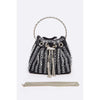 DIONA J RHINESTONE ICONIC TOP HANDLE BUCKET BAG COLOR BLACK