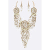 DIONA J SEED BEADS MEDALLION STATEMENT NECKLACE SET COLOR WHITE